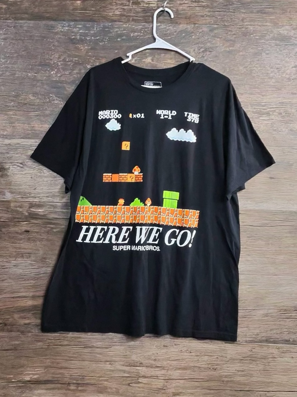 Nintendo Black Super Mario 'HERE WE GO!' Graphic Tee